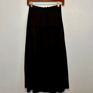 Alicia Herrera Saks Fifth Avenue Suede Leather Black Skirt ALine 4 Dark Academia